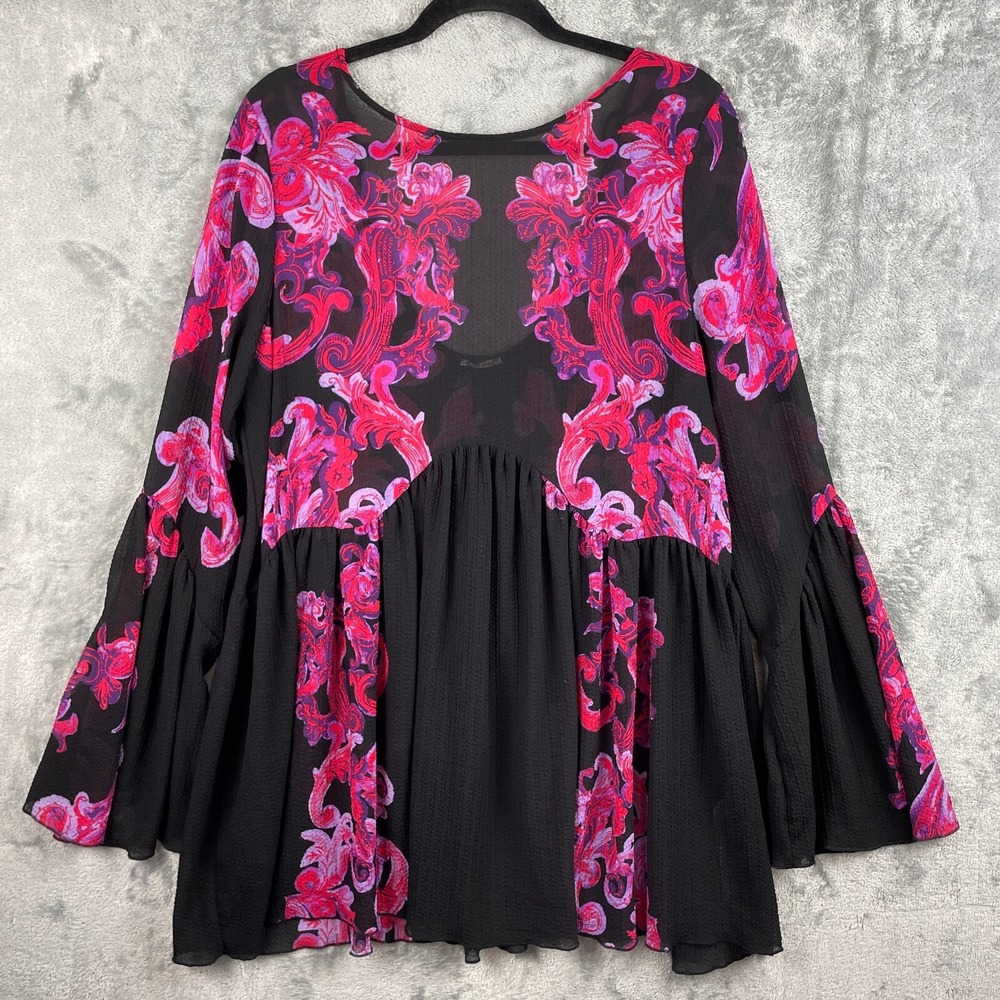 Intimately Free People Floral Symphony Bell Sleeve Slip Tunic Dress Womens Small